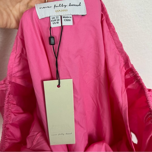 NWT Never Fully Dressed Rosie Off the Shoulder Ruffle Midi Dress Pink - Picture 7 of 9